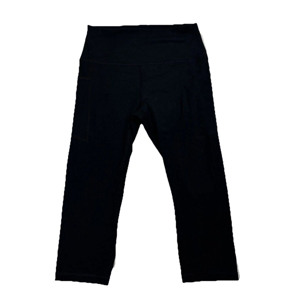 HeyNuts Womens Large Black High Rise Yoga Leggings 20" Capri Workout Pants Gym